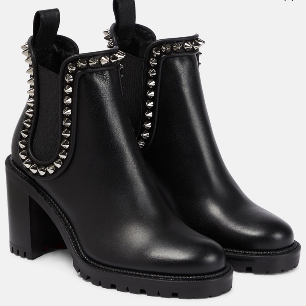 CHRISTIAN LOUBOUTIN
Capahutta embellished leather ankle boots SIZE 39